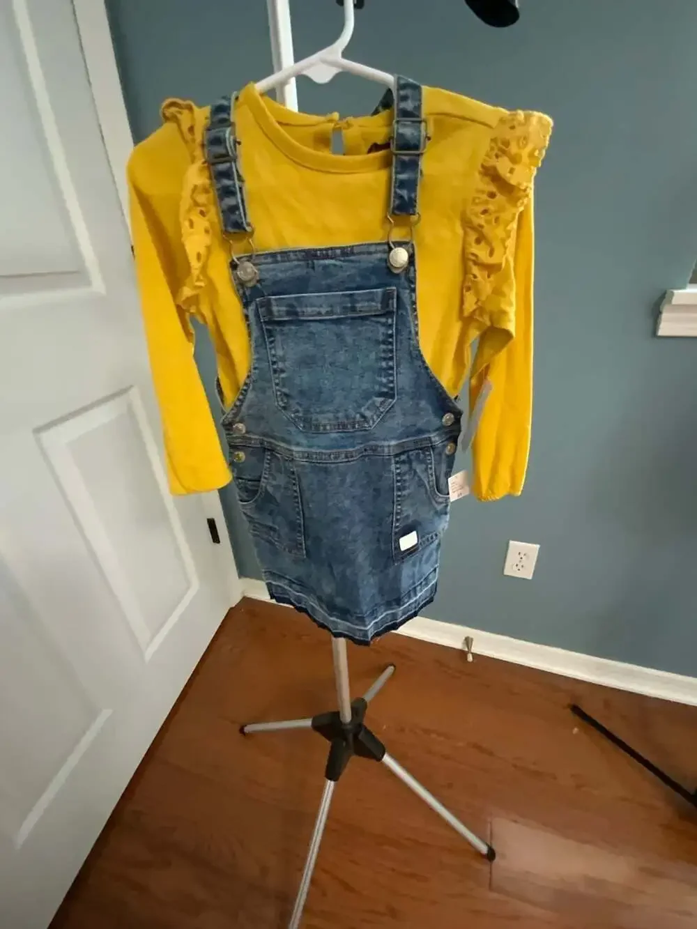 7 For All Mankind Denim Overall Skirt Set Size 2T Yellow